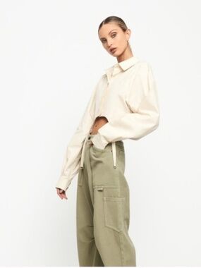 Lioness Venetian Crop Shirt in Blue